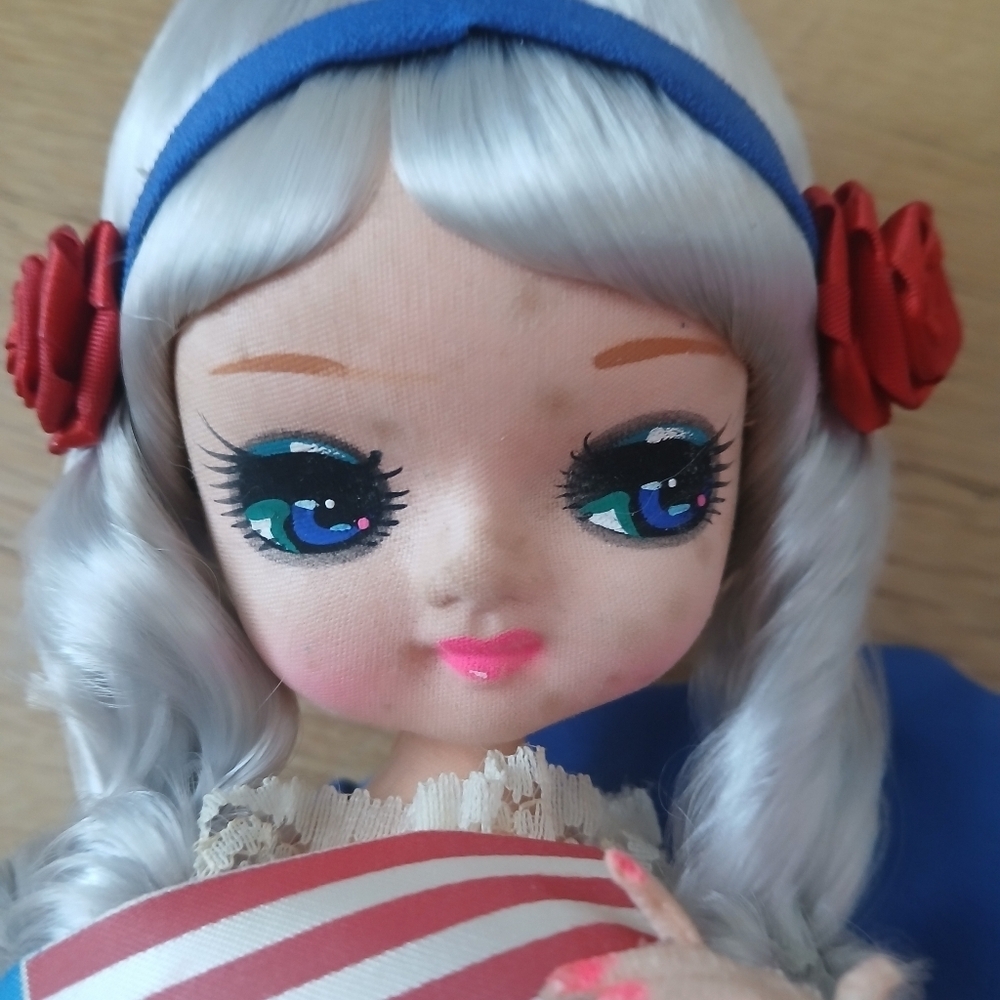Vintage Bradley Doll Made in Korea Betsy Ross 14" Patriotic 4th of July Red Blue